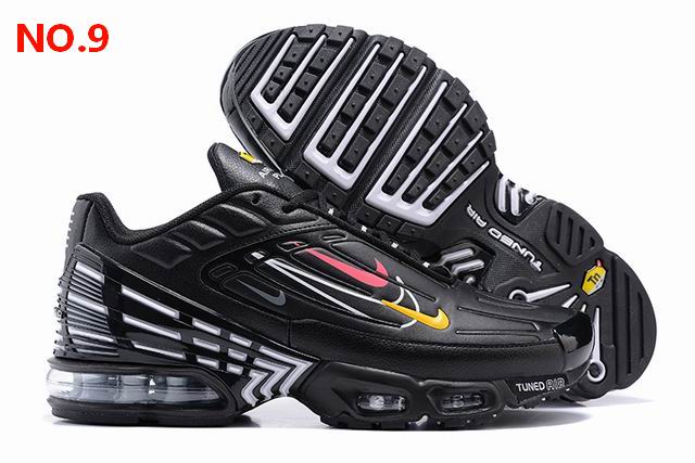 Nike Air Max Plus 3 Leather Mens Shoes Black White Pink Yellow;